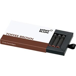 montblanc ink cartridges toffee brown 105189 – short international standard fountain pen refills in chocolate brown – 8 pen cartridges