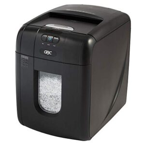 gbc paper shredder, auto feed, 130 sheet capacity, super cross-cut, small home office shredder, stack-and-shred 130x (1757571) , black
