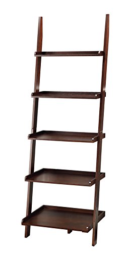 Convenience Concepts 5 shelves, American Heritage Bookshelf Ladder, Espresso, 72.75" x 25"