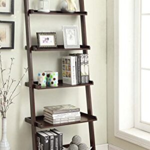 Convenience Concepts 5 shelves, American Heritage Bookshelf Ladder, Espresso, 72.75" x 25"