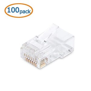 Cable Matters 100 Pack Cat 6 / Cat6 RJ45 Modular Plugs for Solid or Stranded UTP Cable / RJ45 Plugs