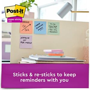 Post-it Super Sticky Recycled Notes, 3x3 in, 24 Pads, 2x the Sticking Power, Wanderlust Collection, Pastel Colors, 30% Recycled Paper (654-24NH-CP)