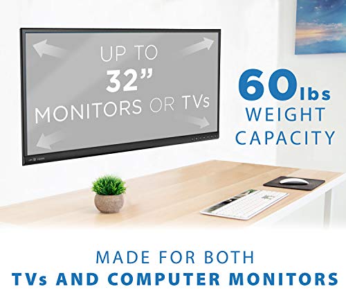 Mount-It! Low Profile Fixed TV Wall Mount for Small Televisions Computer Monitors, Fits 13" to 27", Quick Disconnect, 60 Lbs Capacity, VESA 75x75 mm and 100x100 mm, Black