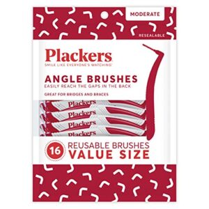 plackers interdental angled brush, 16 count