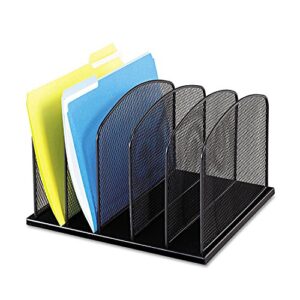 safco products - safco - mesh desk organizer, 5 sections, steel, 12 3/8w x 10 7/8d x 15 5/8h, black - sold as 1 each - large-capacity 2" wide vertical sections. - holds file folders and notepads as well as binders and books. - contemporary steel mesh cons
