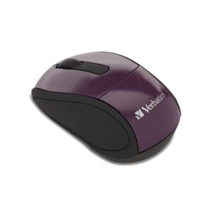 verbatim 2.4g wireless mini travel optical mouse with nano receiver for mac and pc - purple