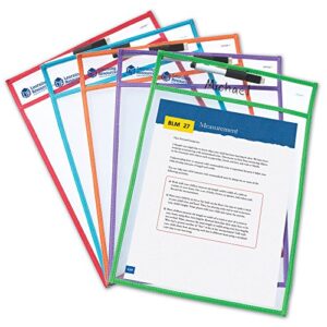 learning resources write and wipe pockets, 5 colorful classroom dry erase pockets, ages 3+