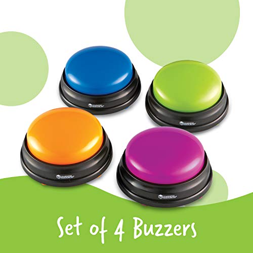 Learning Resources Answer Buzzers - Set of 4, Ages 3+, Assorted Colored Buzzers, Game Show Buzzers, Perfect for Family Game and Trivia Nights,Back to School