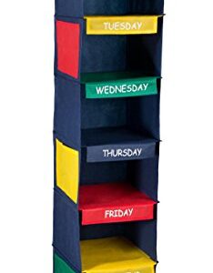 Handy Laundry Daily Activity Kids Closet Organizer, 11" X 11" X 48", Prepare & Organize a Week's Worth of Your Children's Clothing, Shoes and After School Activities, Hangs Directly on The Closet Rod