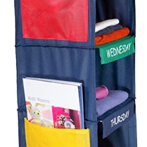 Handy Laundry Daily Activity Kids Closet Organizer, 11" X 11" X 48", Prepare & Organize a Week's Worth of Your Children's Clothing, Shoes and After School Activities, Hangs Directly on The Closet Rod