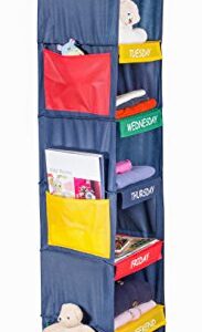 Handy Laundry Daily Activity Kids Closet Organizer, 11" X 11" X 48", Prepare & Organize a Week's Worth of Your Children's Clothing, Shoes and After School Activities, Hangs Directly on The Closet Rod