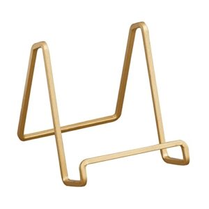 tripar 3-inch metal gold painted square kitchen book holder/stand, wire mini easel, small photo stands for table, display for picture frames, plaques & plates