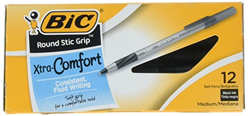 BIC Products - BIC - Ultra Round Stic Grip Ballpoint Stick Pen, Black Ink, Medium, Dozen - Sold As 1 Dozen - Feather-light, ultra-smooth ballpoint pen. - Features BIC's exclusive ink system technology, Easy Glide Feel the Smoothness.TM - Contoured rubber