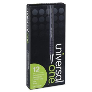 Universal 15520 Comfort Grip Ballpoint Retractable Pen, Black Ink, Fine, Dozen