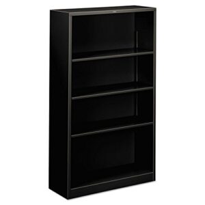 hon products - hon - metal bookcase, 4 shelves, 34-1/2w x 12-5/8d x 59h, black - sold as 1 each - hon metal bookcases.