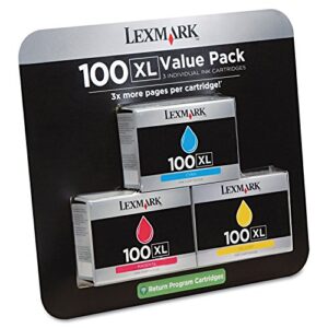 lexmark lex14n1188 100xl ink cartridge, cyan, magenta, yellow high yield 600 page 1 / each