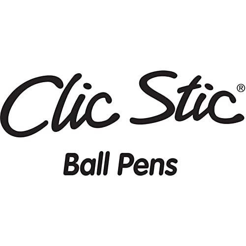 BIC® Clic Stic® Retractable Pens, Medium Point, 1.0 mm, White Barrel, Blue Ink, Pack Of 12