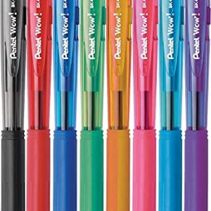 Pentel Bk440bp8m Wow! Retractable Ballpoint Pen, 1Mm, Assorted Barrel, Assorted Ink, 8/Pack