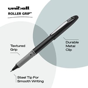 uni-ball Roller Grip Rollerball Pens Fine Point, 0.7mm, Black, 12 Pack