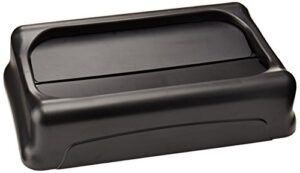 rubbermaid commercial products swing-top trash can lid for slim jim containers, black, 20.5x11.4x5 in. -rcp267360bk