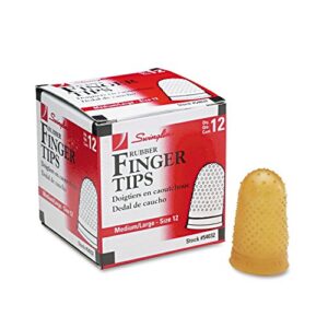 swingline products - swingline - rubber finger tips, size 12, medium/large, amber, 12/pack - sold as 1 dozen