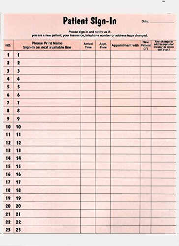 Tabbies Patient Sign-In Label Forms, 8-1/2" x 11" Form, Salmon, 23 Labels/Sheet, 125 Sheets/Pack (TAB14530)