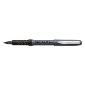 bic grem11bk grip stick roller ball pen, black ink.5mm, micro fine, dozen