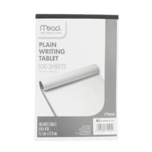 mead products - writing tablet, top-bound, plain, 15 lb, 6 in. x9 in, 100 sh, white - sold as 1 ea - writing tablet contains 100 sheets