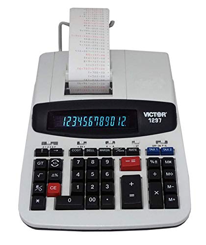 Victor 1297 12 Digit Commercial Printing Calculator White 3" x 8" x 11"