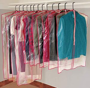 13 piece garment bags for closet storage - clear vinyl and poly plastic material designed for convenient storage