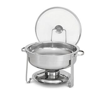 Artisan Stainless Steel Round Buffet Chafer with Glass Lid, 4-Quart Capacity