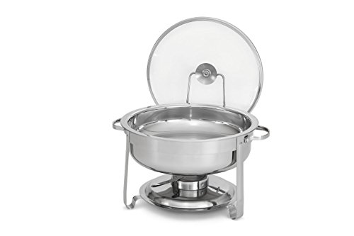 Artisan Stainless Steel Round Buffet Chafer with Glass Lid, 4-Quart Capacity