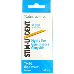 the natural dentist stim-u-dent plaque removers, thin, mint flavor -160 ct.