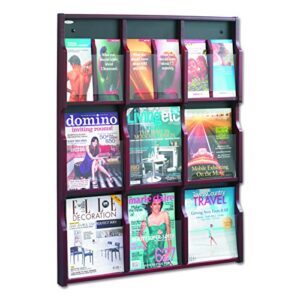 safco products 5702mh expose literature display, 9 magazine 18 pamphlet, mahogany/black