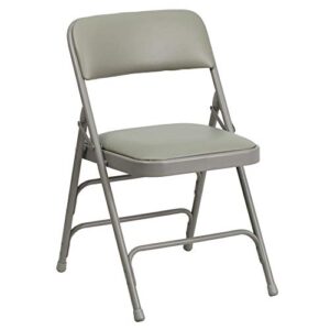 flash furniture 4 pack hercules series curved triple braced & double hinged gray vinyl metal folding chair