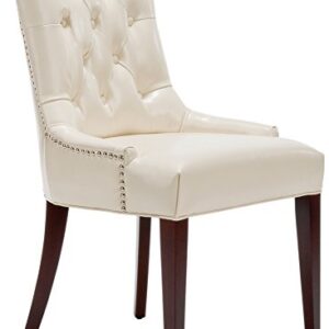 Safavieh Mercer Collection Erica Leather Button-Tufted Side Chair, Cream