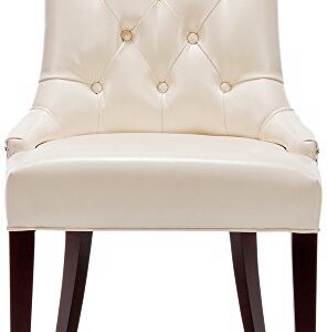 Safavieh Mercer Collection Erica Leather Button-Tufted Side Chair, Cream