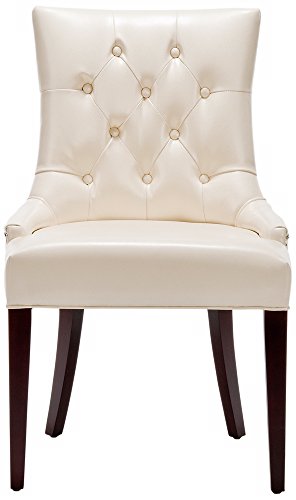 Safavieh Mercer Collection Erica Leather Button-Tufted Side Chair, Cream