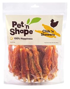 pet 'n shape chik 'n skewers – chicken wrapped rawhide dog chew