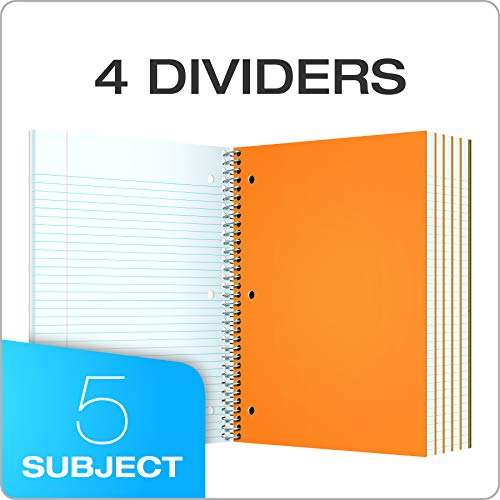 Oxford 5-Subject Notebook, 8-1/2" x 11", College Rule, 200 Sheets, 4 Dividers (65581)