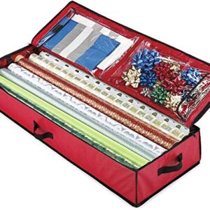 Christmas Storage Organizer – Spacious Under-bed Holiday Wrapping Paper Container –Perfect for Gift Wrap, Bags, Ribbons, Bows, Cards, Wrapping Supplies and Many More