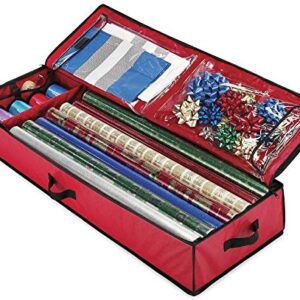 Christmas Storage Organizer – Spacious Under-bed Holiday Wrapping Paper Container –Perfect for Gift Wrap, Bags, Ribbons, Bows, Cards, Wrapping Supplies and Many More