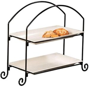 american metalcraft is12 two tier ironwork stand for rectangular plates and baskets