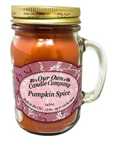 our own candle company pumpkin spice scented 13 ounce mason jar candle