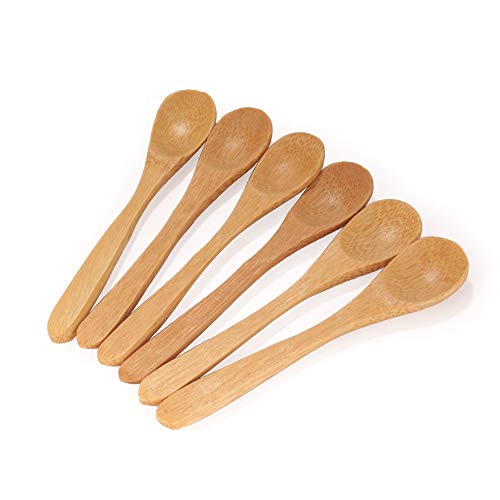 Bamboo tiny spoon/Mini Wooden Spoons for Salt and Spices, 10pcs Carbonized Brown 3.5"