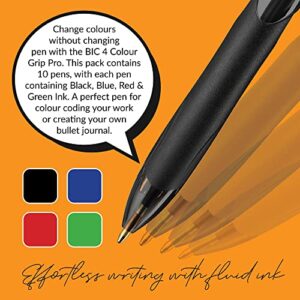 BIC 4 Colours Grip Pro Retractable Medium Point (1.0 mm) Ballpoint Pens, 12 Pens and Each Pen Contains 4 Colours