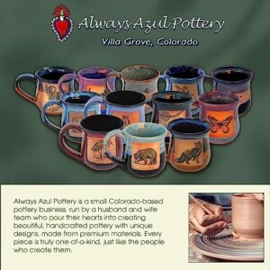 ALWAYS AZUL POTTERY Hummingbird Mug with Spoon in Avocado Green - Handmade Ceramic Coffee Mug - Stylish and Unique Handcrafted Artistic Drinkware - Polished Clay Cups, Great for Coffee, Tea, & More