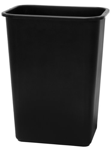 United Solutions WB0060 Black Plastic 41 Quart Office Wastebastket-10.25 Gallon Trash Can in Black