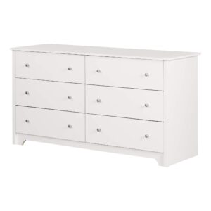 south shore vito 6-drawer double dresser, pure white