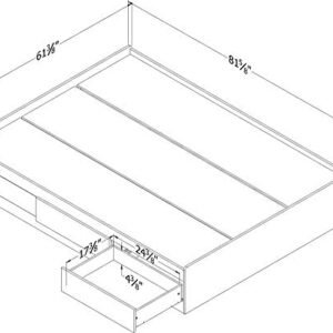 South Shore Vito Mates Bed with 2 Drawers, Queen 60-inch, Pure White